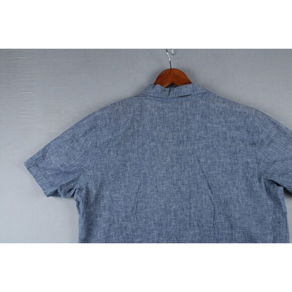 Vintage Erin London Linen Blend Button Up Shirt Size Large Blue Preppy Women - Picture 13 of 16